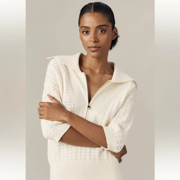 Varley Arney Half Zip Polo in Egret size small S - Picture 4 of 8